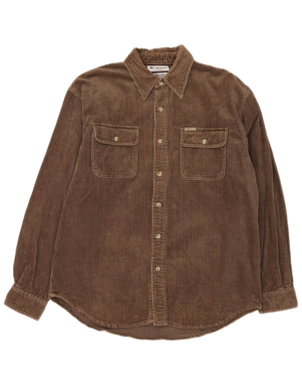 Columbia Mens Western Corduroy Shirt Medium Brown Cotton