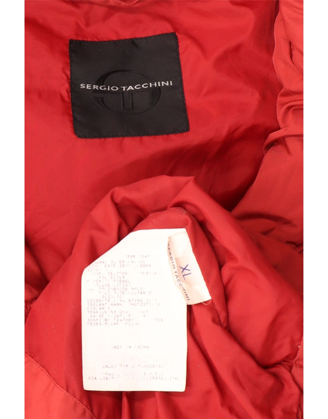 SERGIO TACCHINI Mens Hooded Padded Jacket UK 42 XL Red Polyester