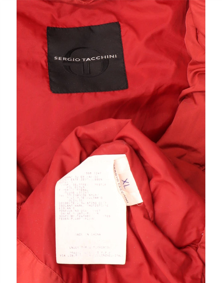 SERGIO TACCHINI Mens Hooded Padded Jacket UK 42 XL Red Polyester