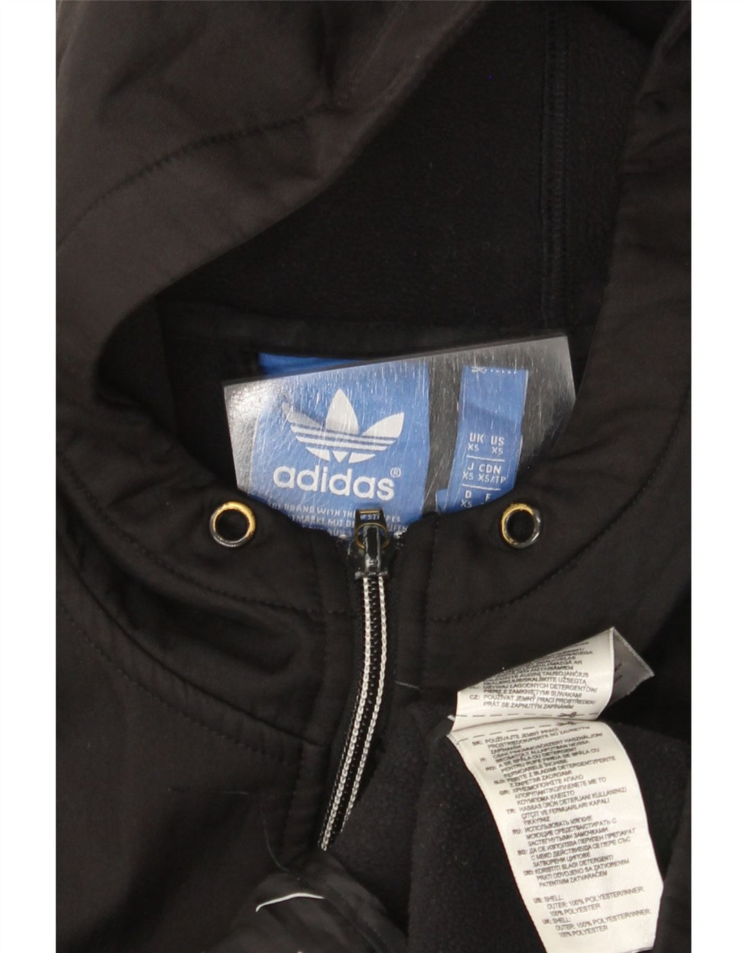 Adidas Mens Zip Hoodie Sweater XS Black Polyester