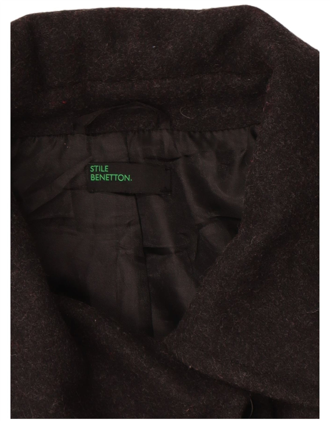 BENETTON Womens Overcoat IT 46 Large Grey Wool