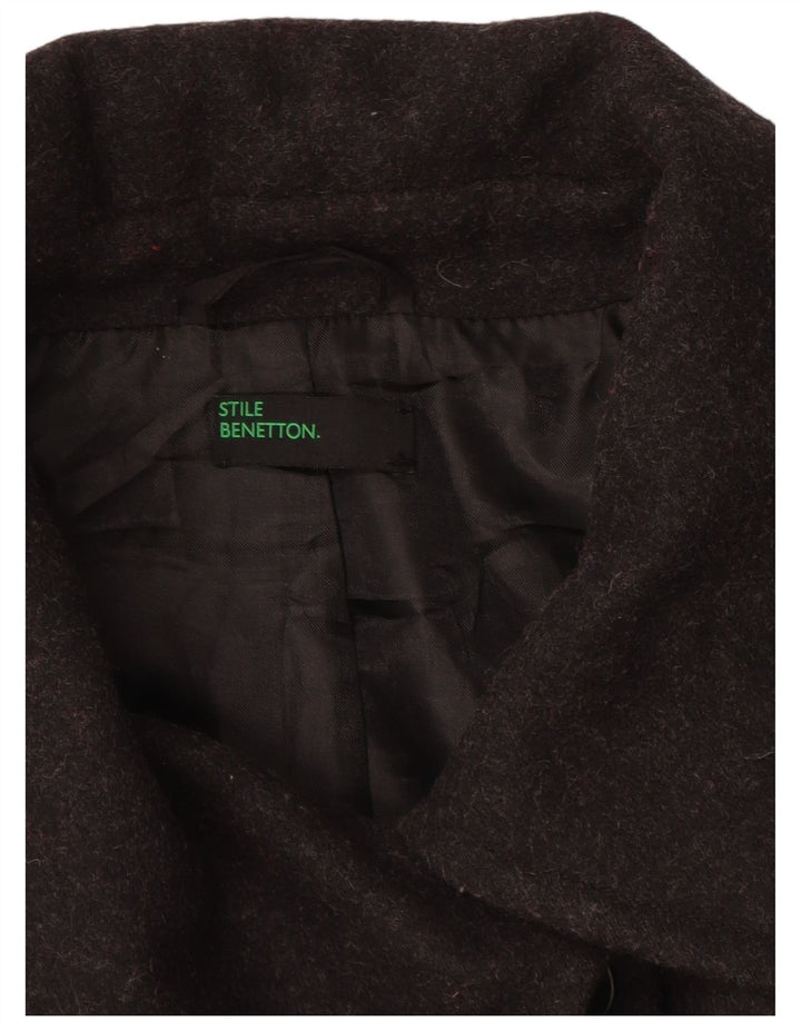 BENETTON Womens Overcoat IT 46 Large Grey Wool