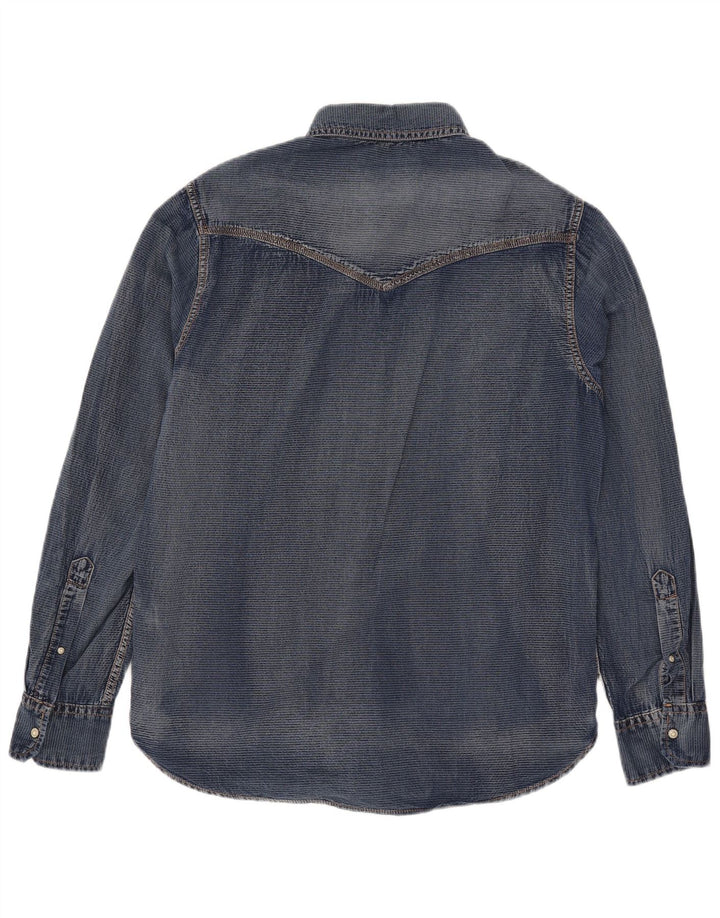 Grand & Hills Mens Denim Shirt Large Blue Cotton