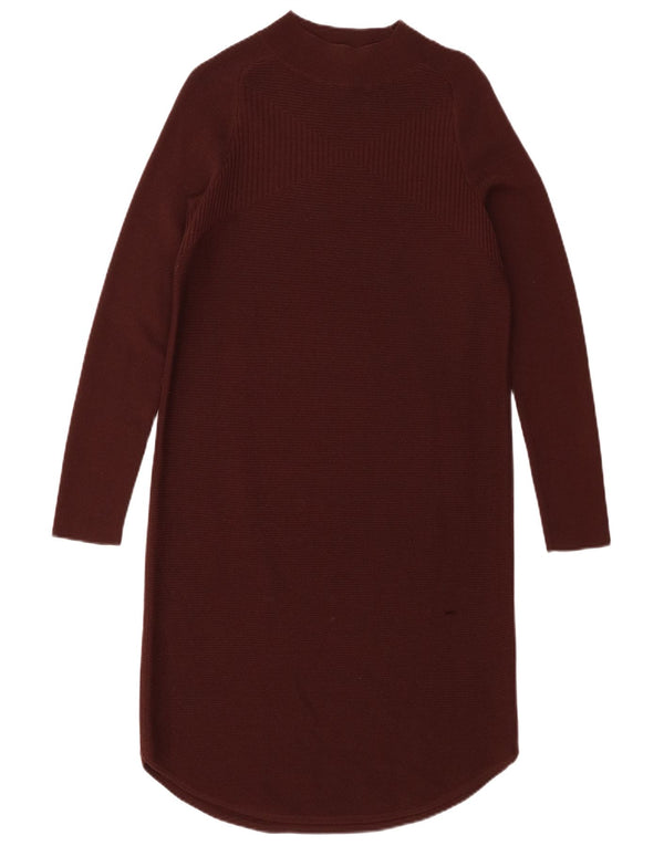 Jigsaw Womens Jumper Dress UK 6 XS Burgundy Wool