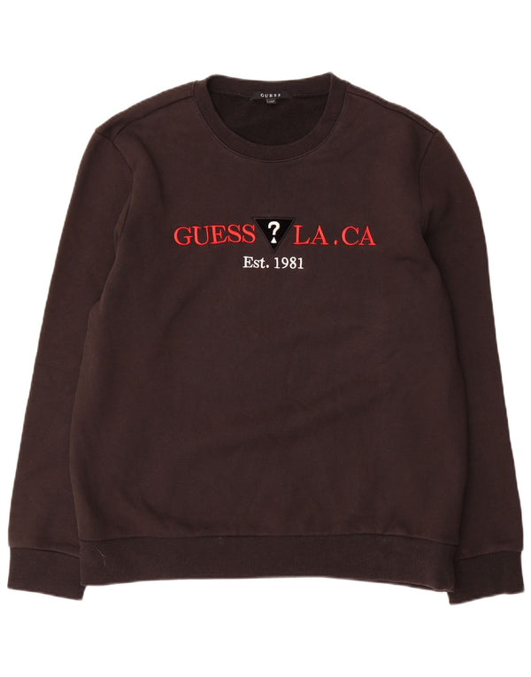 Guess Mens Graphic Sweatshirt Jumper UK 42 Large Black Cotton