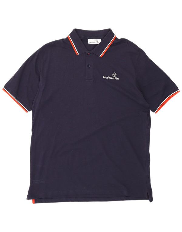 Sergio Tacchini Mens Polo Shirt 2XL Navy Blue Cotton