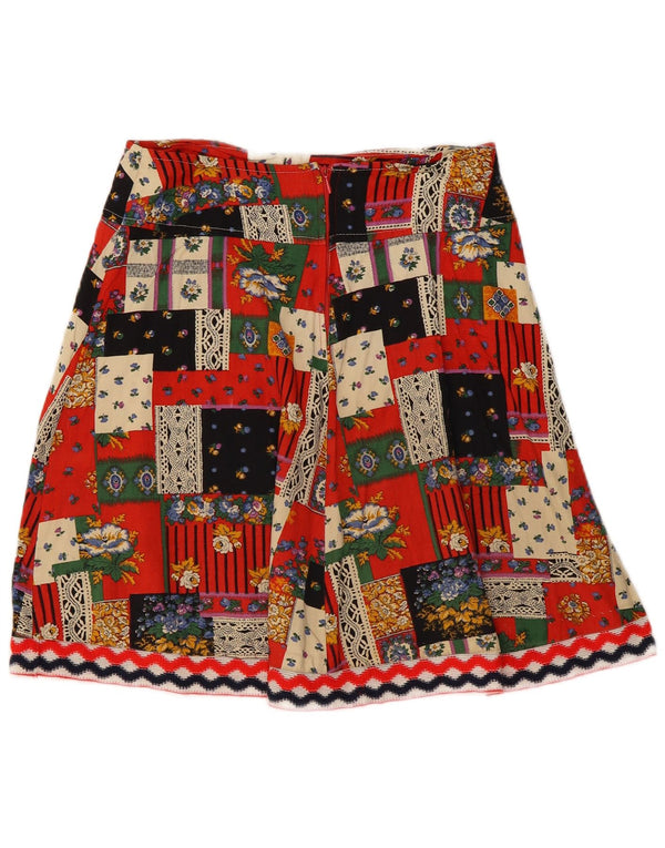 VINTAGE Womens Mini Skirt W28 Medium Multicoloured Patchwork Viscose