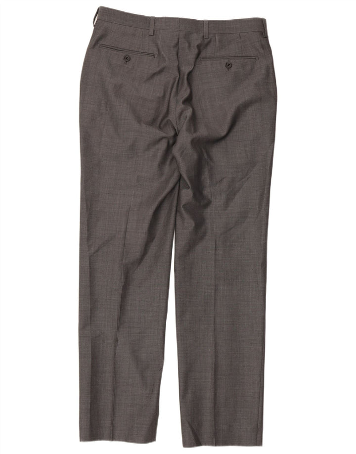 Marks & Spencer Mens Straight Suit Trousers W32 L31 Grey Wool