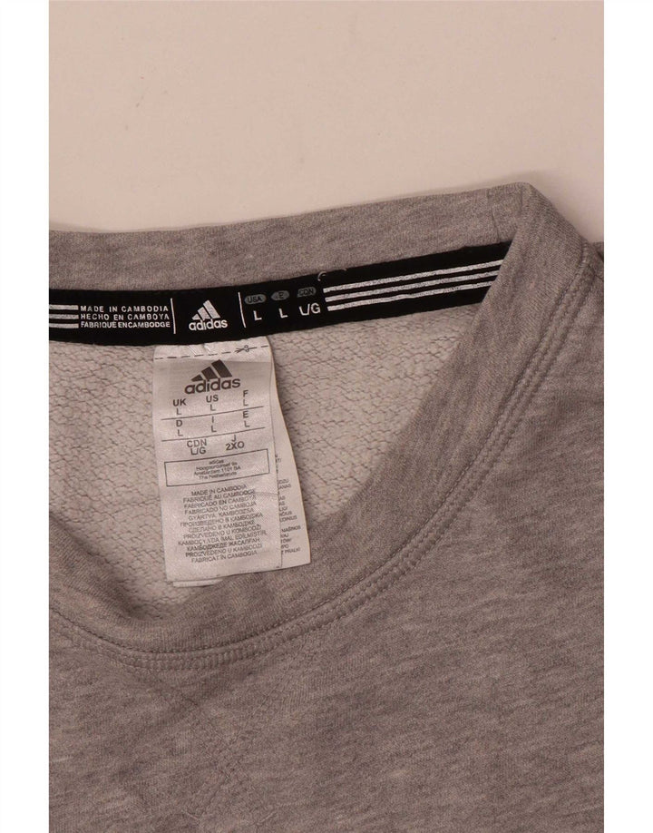 Adidas Mens Graphic Sweatshirt Jumper Large Grey Cotton