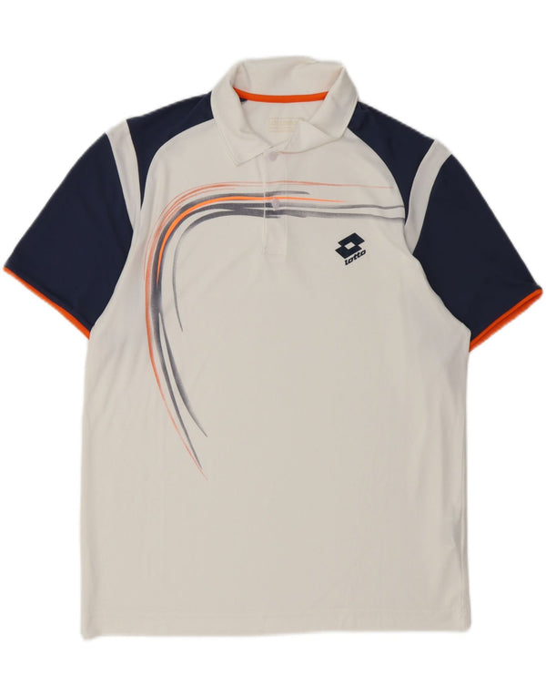 Lotto Mens Graphic Polo Shirt Large White Colourblock Polyester