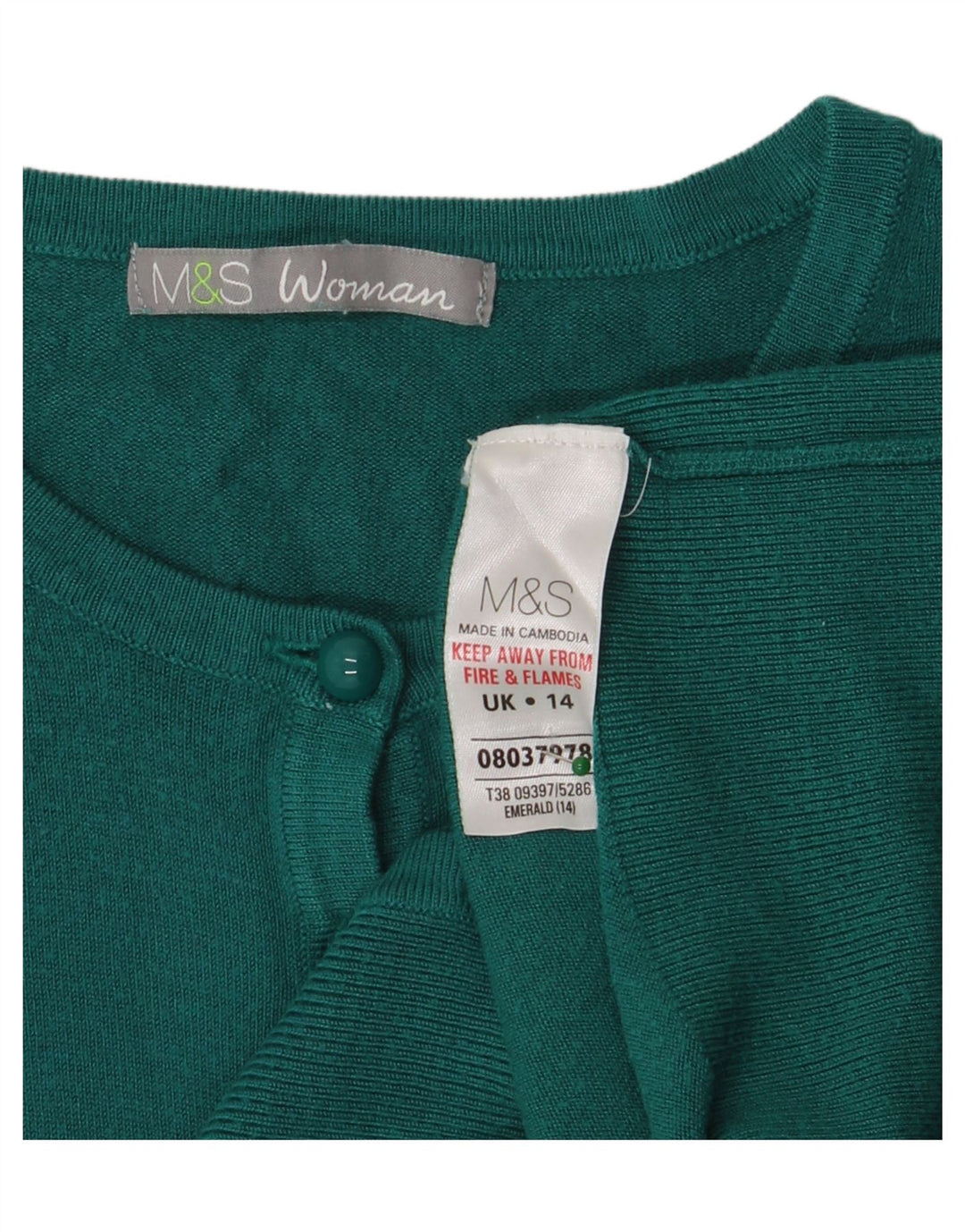 Marks & Spencer Womens Cardigan Sweater UK 14 Medium Green Viscose