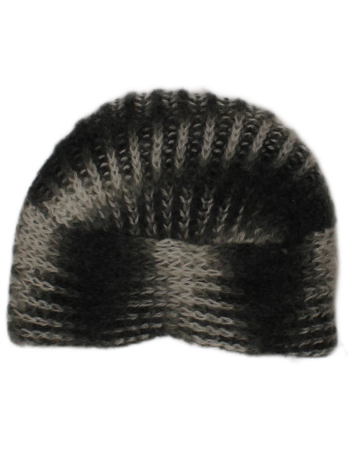 Vintage Womens Knit Turban Hat One Size Khaki Striped