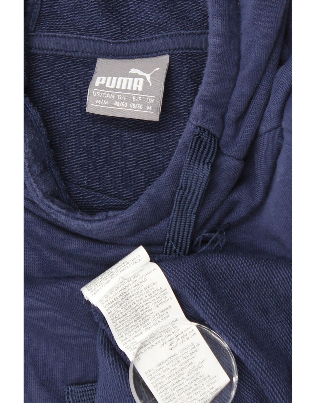 PUMA Mens Hoodie Jumper Medium Navy Blue Cotton