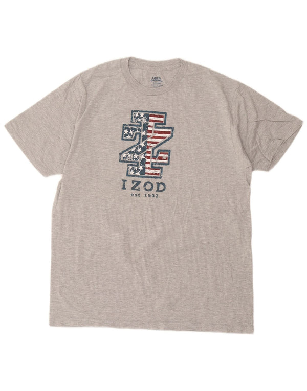 Izod Mens Relaxed Fit Graphic T-Shirt Top Large Grey Cotton American