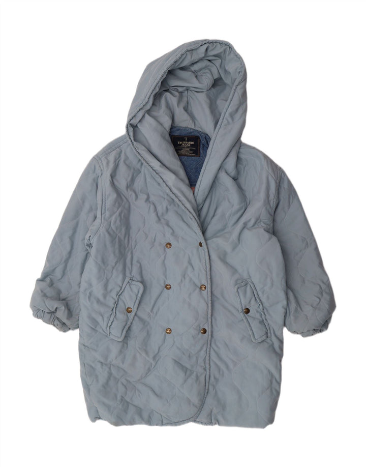 TRUSSARDI JEANS Womens Oversized Hooded Padded Coat UK 14 Medium Blue