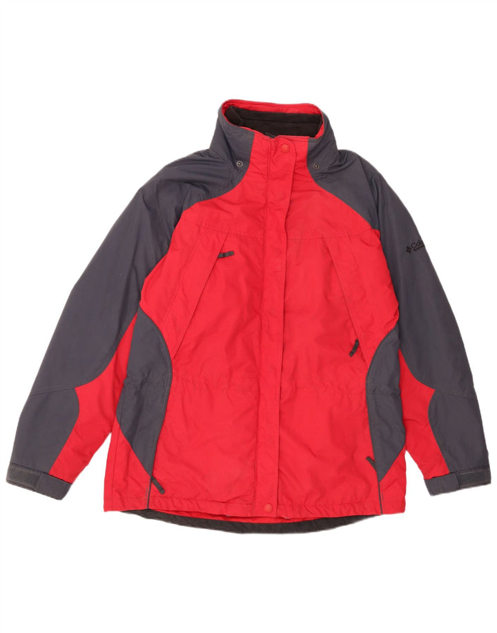 Columbia Womens Rain Jacket UK 16 Large Navy Blue Colourblock Polyester