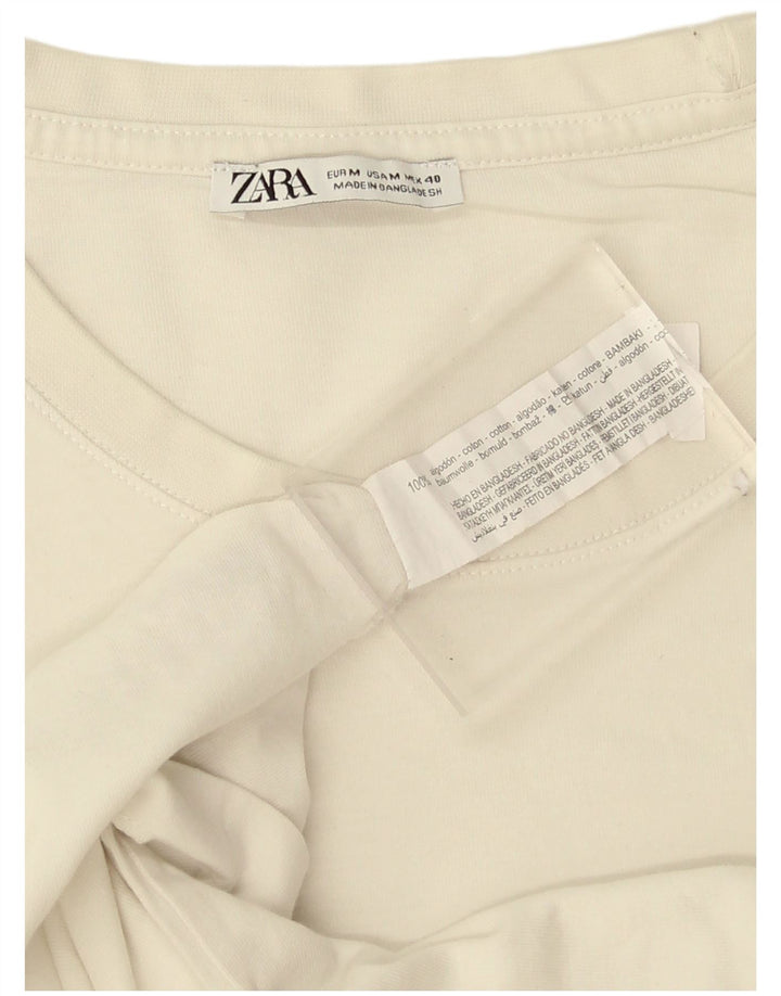 Zara Mens T-Shirt Top Medium White Cotton