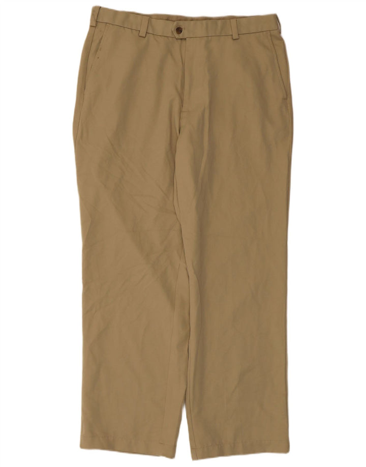 Izod Mens Golf Straight Suit Trousers W36 L32 Beige Polyester