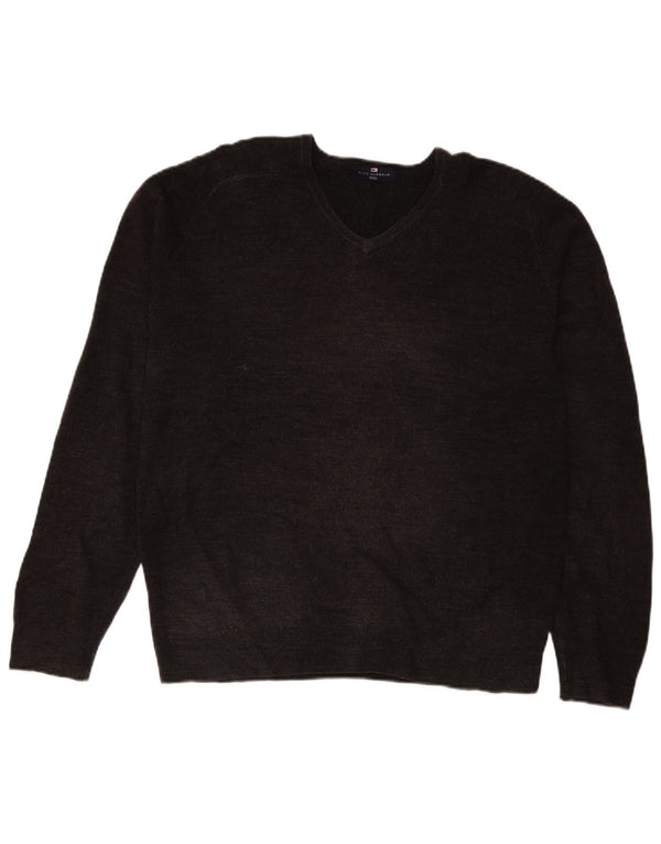 Marks & Spencer Mens V-Neck Jumper Sweater Large Grey Acrylic