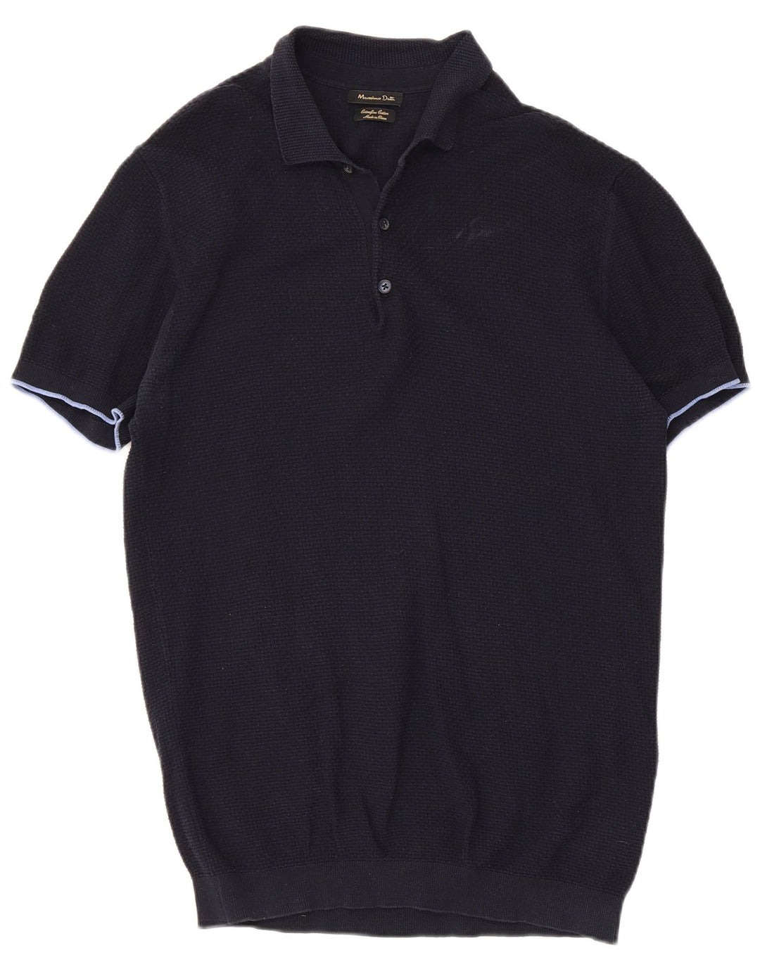 Massimo Dutti Mens Polo Shirt Large Navy Blue Cotton