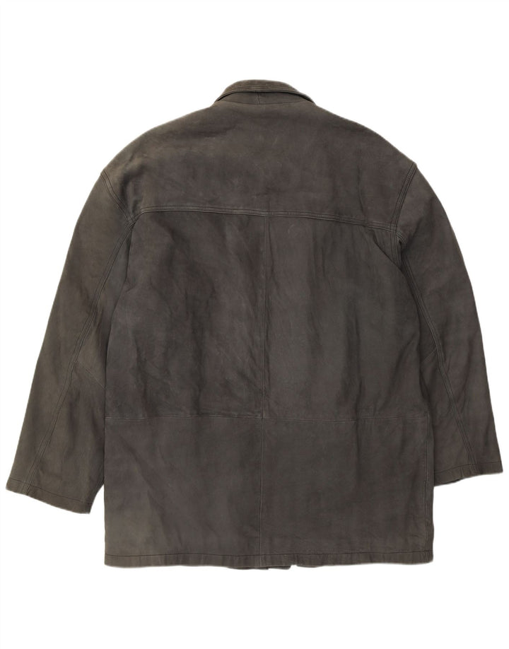 L.Lambertazzi Mens Leather Jacket UK 40 Large Grey Leather