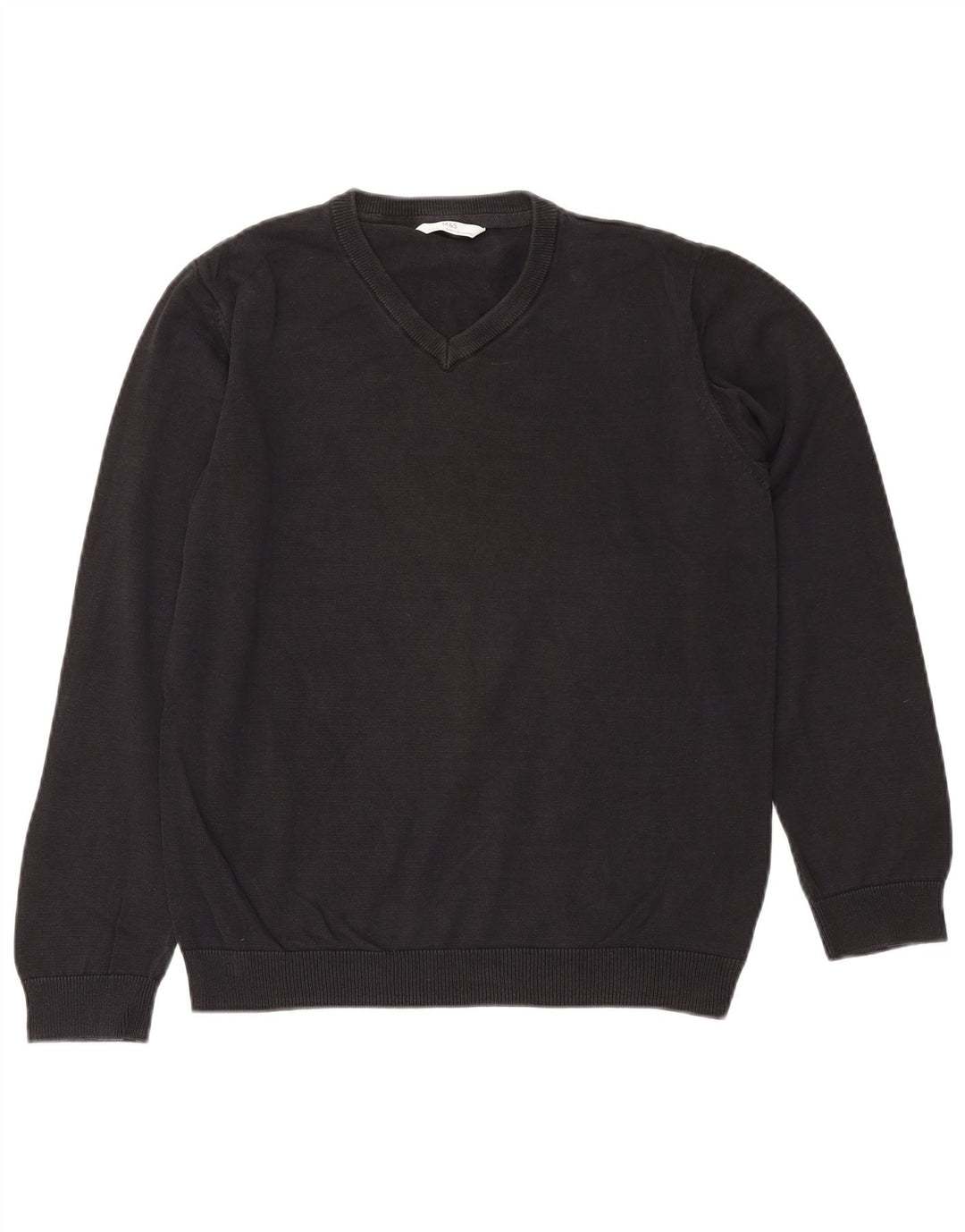 Marks & Spencer Boys V-Neck Jumper Sweater 14-15 Years Black Cotton