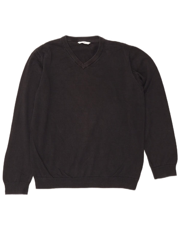 Marks & Spencer Boys V-Neck Jumper Sweater 14-15 Years Black Cotton