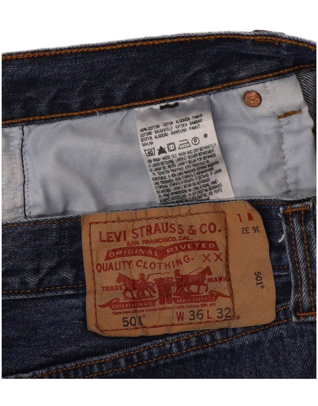 Levi's Mens 501 Straight Jeans W36 L32 Blue
