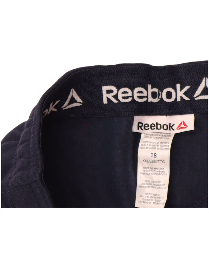 REEBOK Boys Graphic Tracksuit Trousers 15-16 Years 2XL Navy Blue Cotton