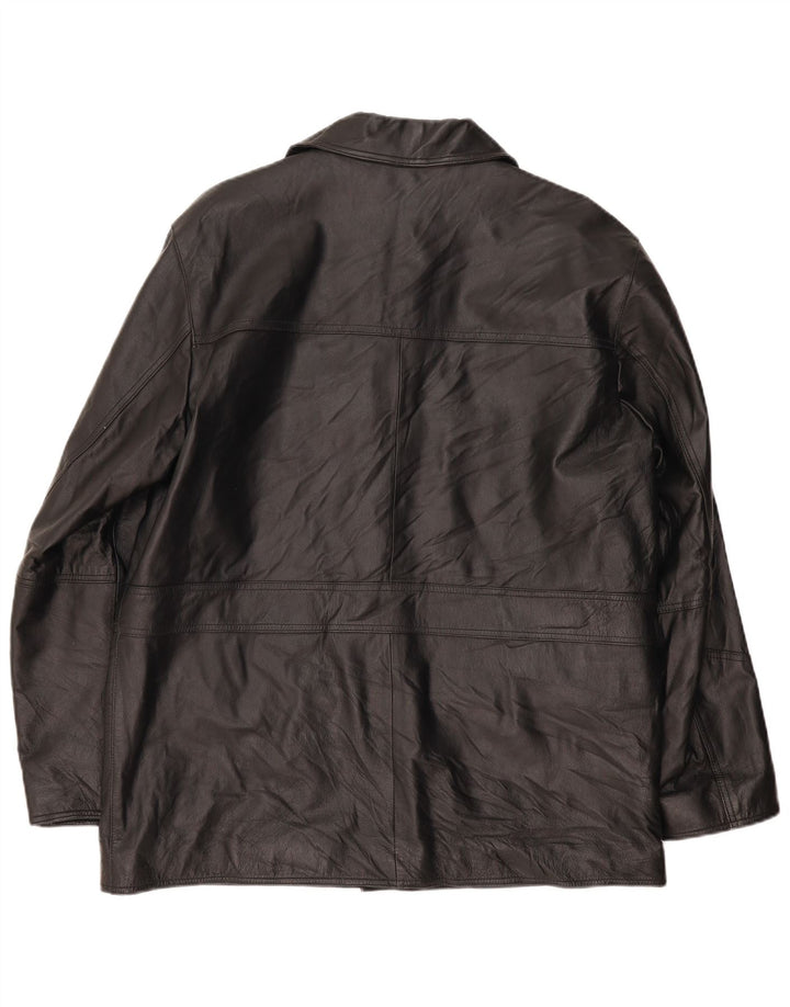 VALENT Mens Leather Jacket UK 44 2XL Black Leather