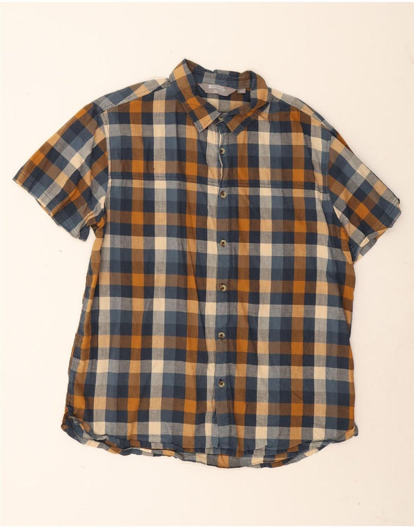 Mountain Warehouse Mens Short Sleeve Shirt XL Multicoloured Check Cotton