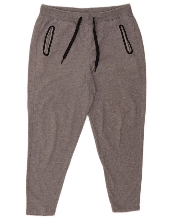 Marks & Spencer Womens Crop Tracksuit Trousers UK 12 Medium Grey Cotton
