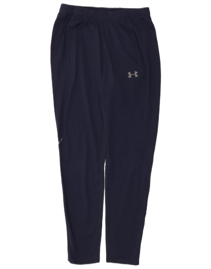 Under Armour Mens Fitted Tracksuit Trousers Medium  Navy Blue Polyester