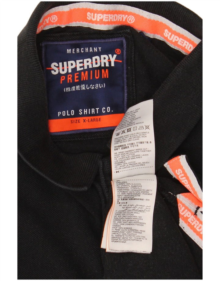 Superdry Mens Graphic Polo Shirt XL Black Cotton