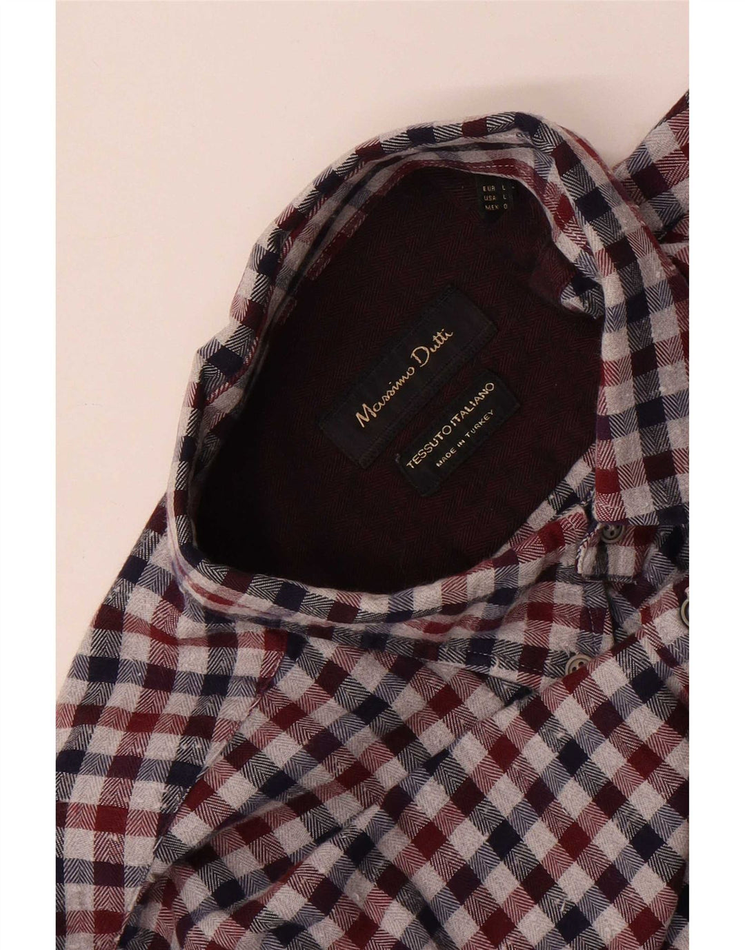 Massimo Dutti Mens Flannel Shirt Large Multicoloured Gingham