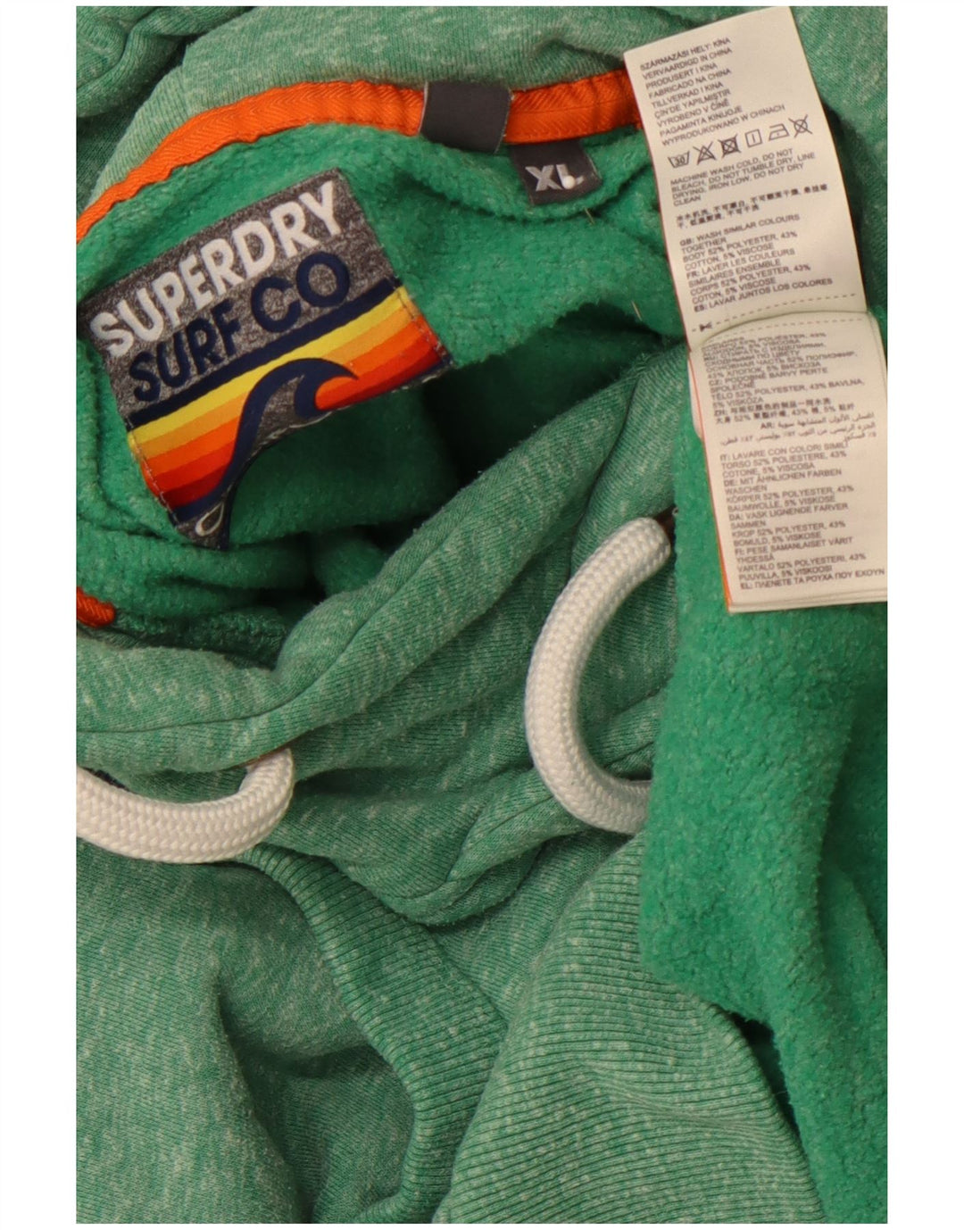 SUPERDRY Mens Graphic Hoodie Jumper XL Green Flecked Polyester