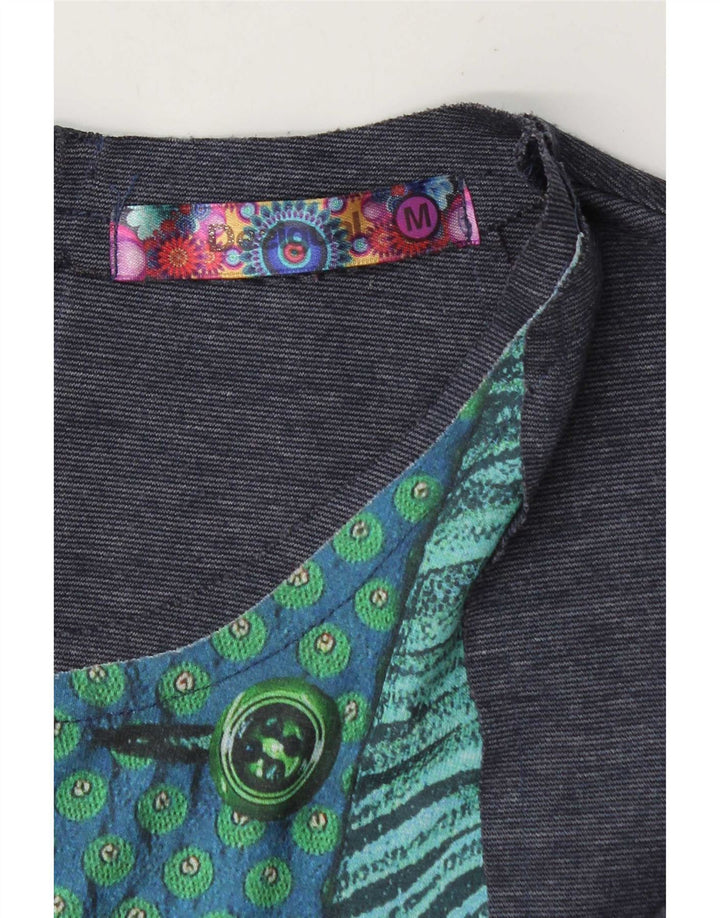 Desigual Womens Sheath Dress UK 14 Medium Blue Geometric