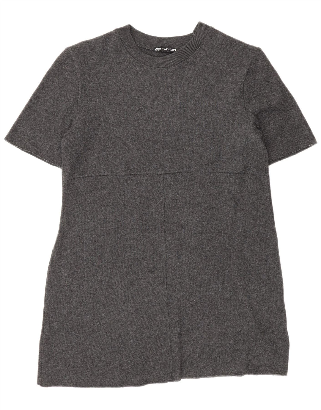 Zara Womens Short Sleeves Jumper Dress UK 10 Small Grey Polyester