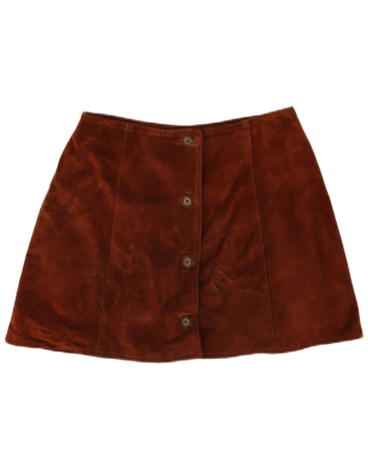 Vintage Womens Suede Mini Skirt W28 Medium Brown