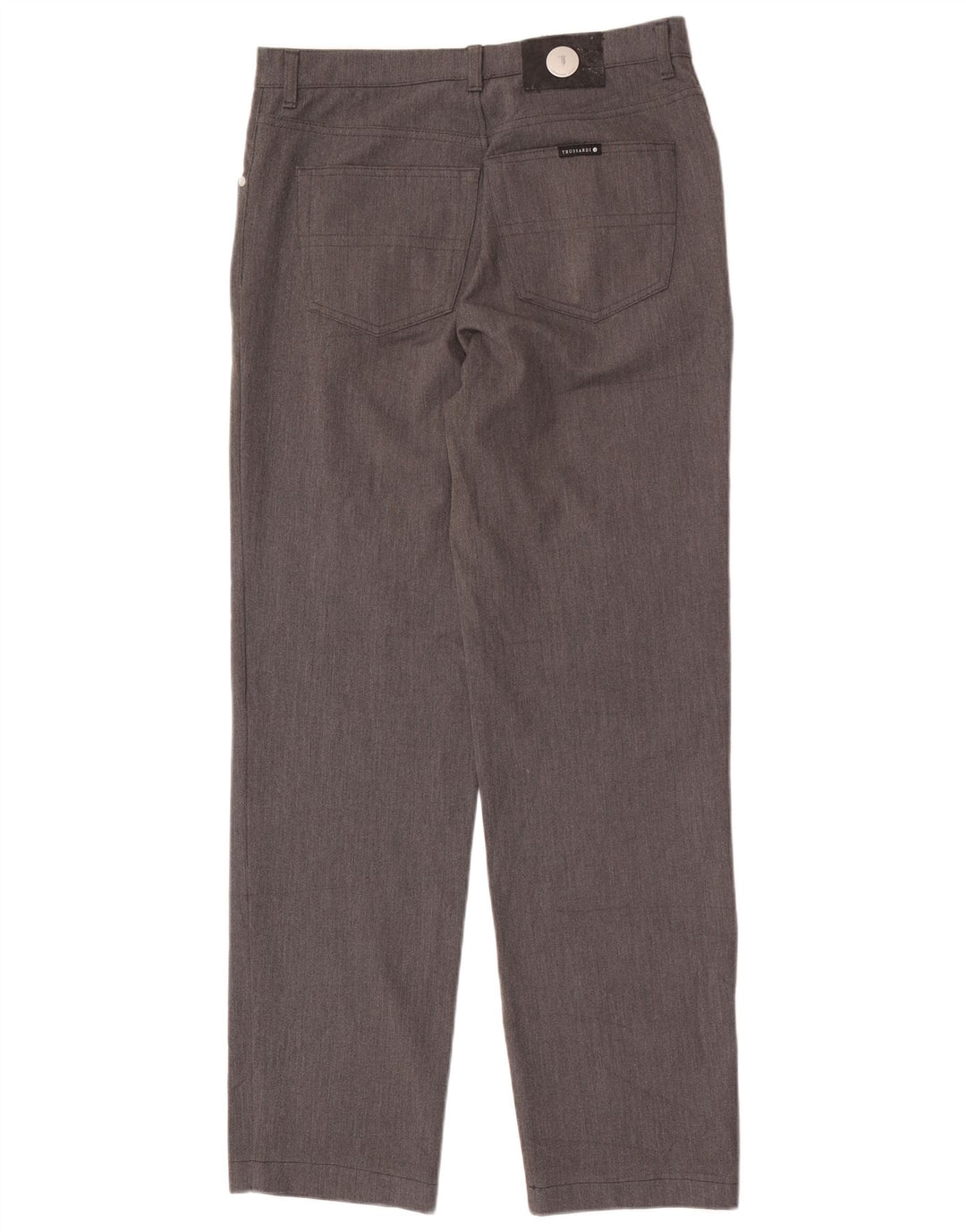 Trussardi Mens Straight Casual Trousers W35 L32 Grey Polyester