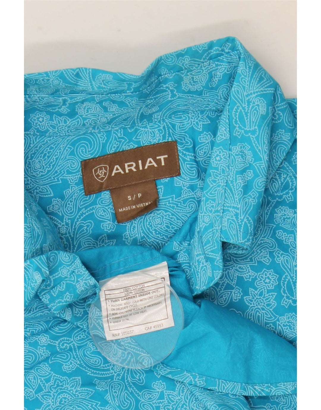 Ariat Mens Shirt Small Blue Paisley Cotton