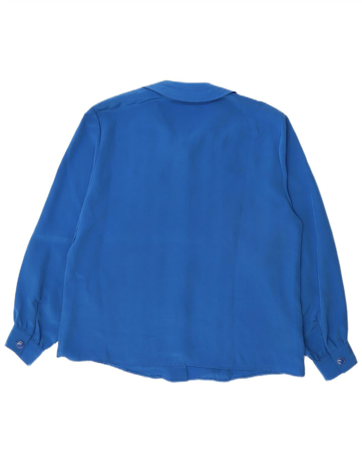 Vintage Womens Shirt Blouse UK 14 Large Blue Polyester