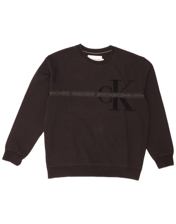 Calvin Klein Jeans Mens Graphic Regular Fit Sweatshirt Jumper Large Black