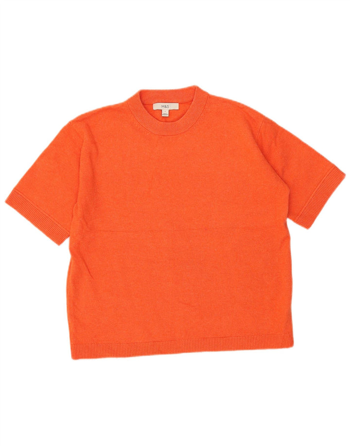 Marks & Spencer Womens Oversized T-Shirt Top UK 10 Small Orange Polyester