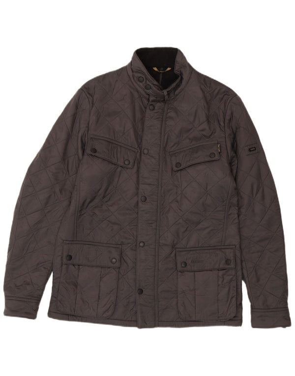 Barbour Mens Quilted Jacket UK 40 Large Grey Polyamide