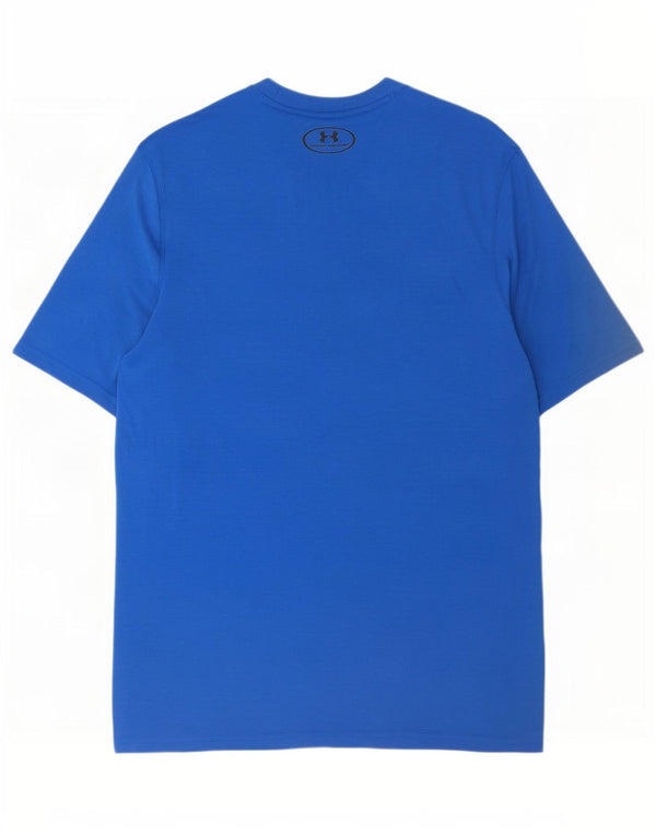 Under Armour Mens Heat Gear T-Shirt Top Medium Blue Polyester