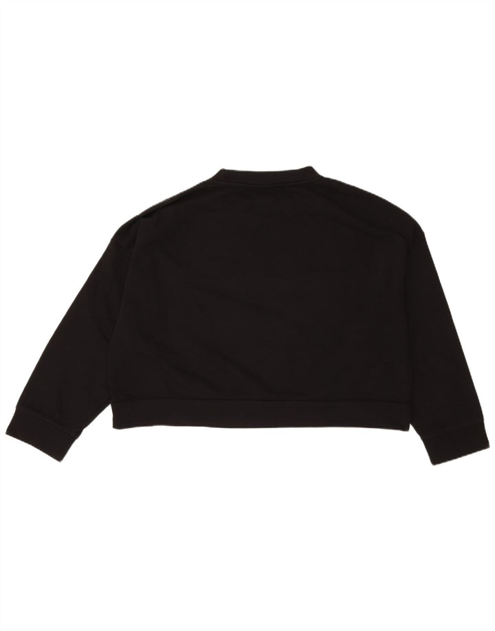 ELLESSE Womens Oversized Crop Graphic Sweatshirt Jumper UK 14 Medium Black