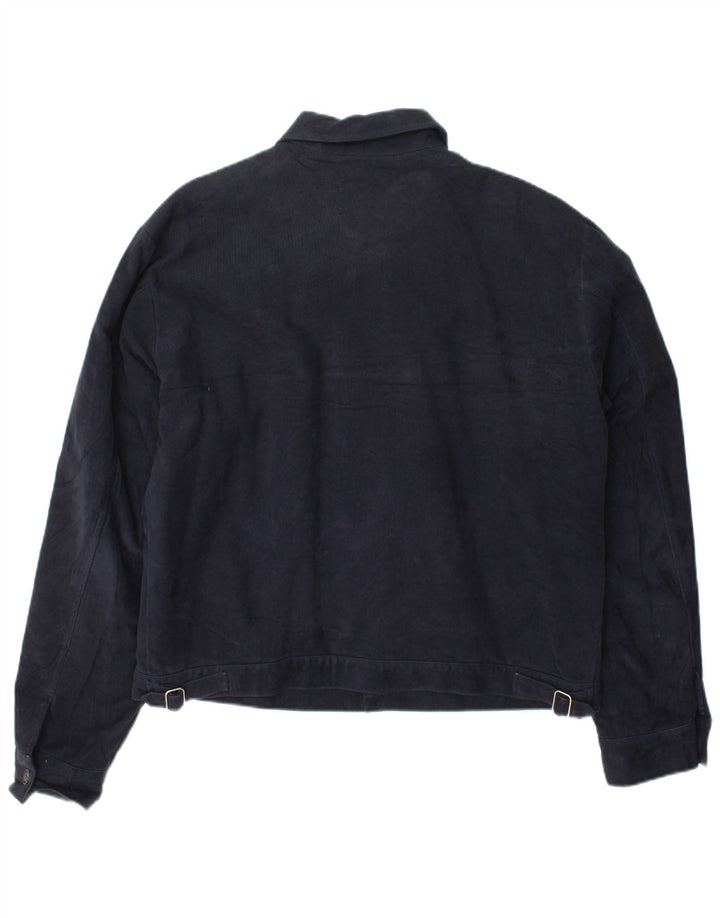 Guess Mens Bomber Jacket UK 40 Large Navy Blue Cotton
