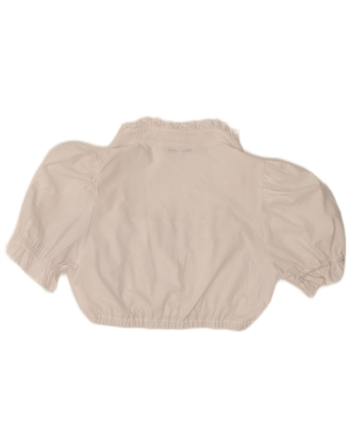 Country Womens Crop Short Sleeve Blouse Top EU 36 Small White Polyester