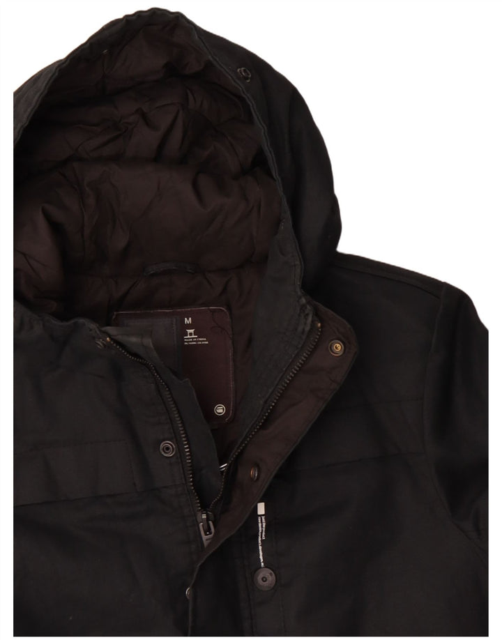 G-Star Mens Hooded Utility Jacket UK 38 Medium Black Cotton